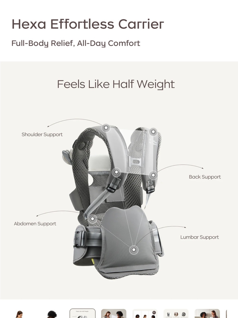 Hexa Effortless Carrier - Gray Kids Carrier